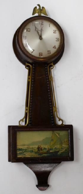 Vintage ‘1807’ banjo wall clock in 19th century style by Gilbert Clock Co