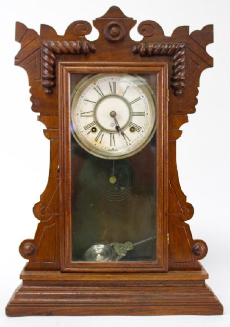 Early 20th century American Walnut case kitchen clock