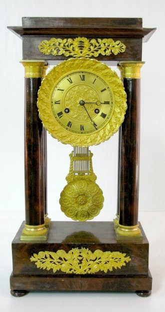 Pillar Clock w/Dore Metal Decoration