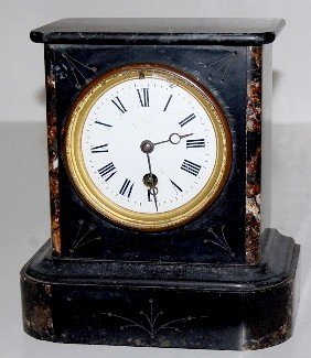 French Slate and Marble Mantle Clock