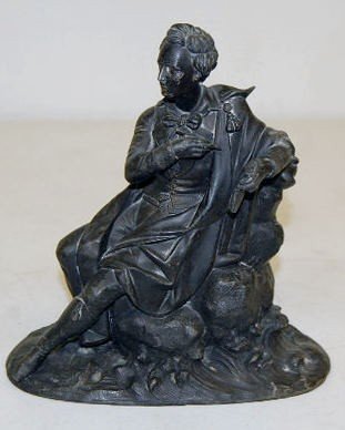 Seated Man Metal Clock Statue