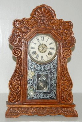 Pressed Oak Kitchen Clock W/ Alarm