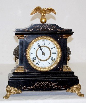 Ansonia “La Duchesse” Style Enameled Iron Clock