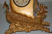 Metal Novelty Ship & Cherub Dresser Clock