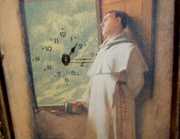 Monk Print Key Wind Easel Clock