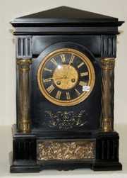 French Slate and Metal Mantel Clock