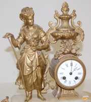 Alabaster & Metal Lady Statue Clock