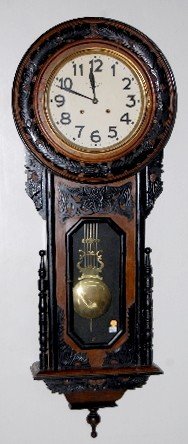 Japanese Carved Wood Hanging Clock