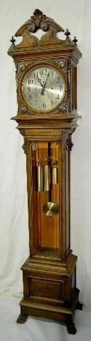 Seth Thomas Oak Carved Hall Clock No. 21