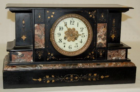 Japy Freres Slate and Marble Mantel Clock
