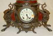 W. L. Gilbert Ornate Metal & Lady Statue Clock