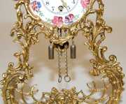 German Enamel Metal Filigree Novelty Clock