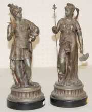 Pair of Ansonia “Grecians” Figural Clock Statues