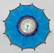 German Blue Glass Umbrella Dresser Clock