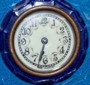 German Blue Glass Umbrella Dresser Clock