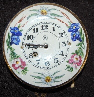Germany Enamel Floral Pendulette Clock