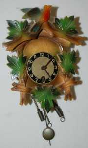 3 Miniature Carved Cuckoo Pendulette Clocks
