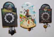 3 Germany Scenic Pendulette Clocks