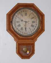 Ingraham Oak Calendar Octagon Drop Clock