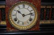 Waterbury “Dragon” Enameled Wood Mantel Clock