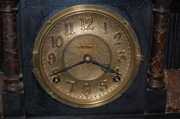 Red Marble and Black Wood Mantel Clock
