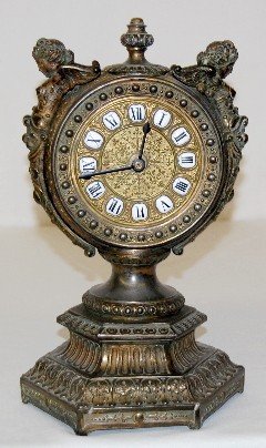Ansonia “Etruscan” Metal Mantel Clock