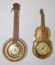 Lux Bird and Metal Novelty Violin Clocks
