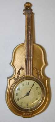 Lux Bird and Metal Novelty Violin Clocks