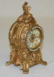 Ansonia Metal and Rhinestone Novelty Clock