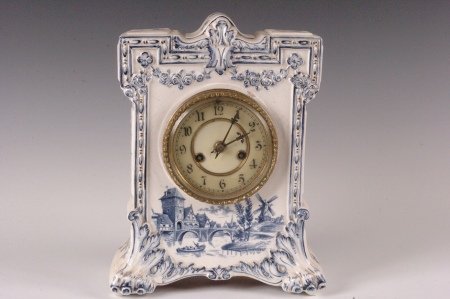 WATERBURY DELFT STYLE PAW FOOT CHINA CASE CLOCK