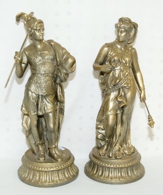 Pair of Grecian Clock Statues