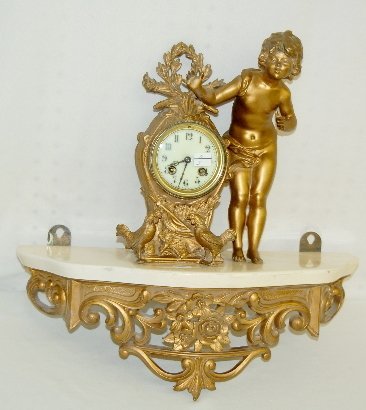 French Statue Clock, Child & Chickens