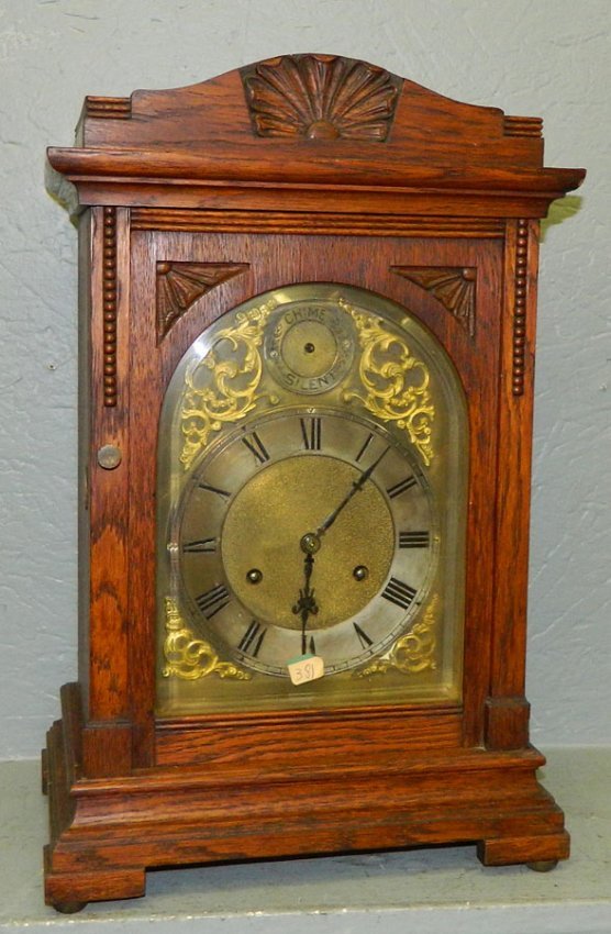 Gustav Becker 8 day light oak chiming clock.