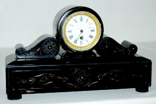 Black Slate Scroll Mantel Clock, TO