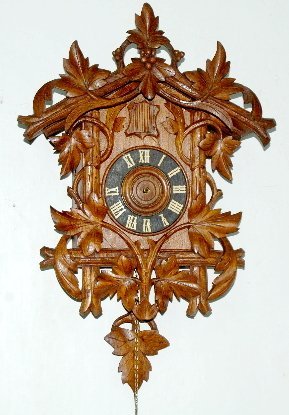 Carved German Berry & Leaf Cuckoo Clock