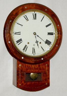 English Tavern M.O.P. Inlaid Wall Clock