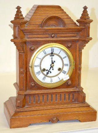 Antique Wood Cabinet Mantel Clock