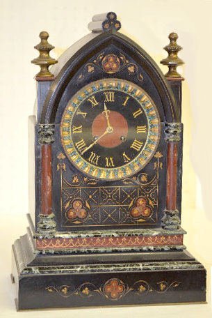 Ornate French Slate and Marble Mantel Clock, 1880