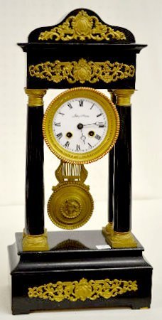 Japy Freres 1855 Portico Clock, Ornate Decor.