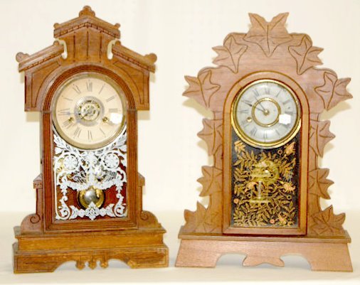 2 Walnut Kitchen Clocks; Gilbert & New Haven
