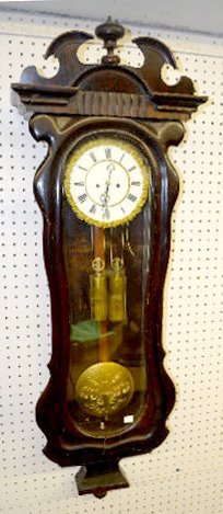 Ebonized 2 Wt. Serpentine Vienna Regulator Clock