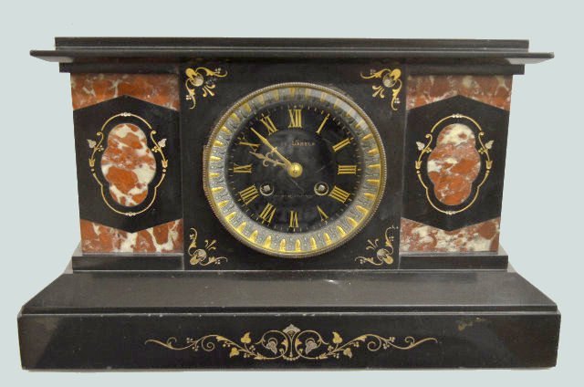 French H&F Marble/Slate Mantel Clock