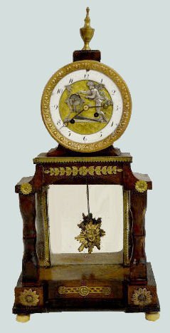 French Animated Dial Shelf Clock w/Cupid