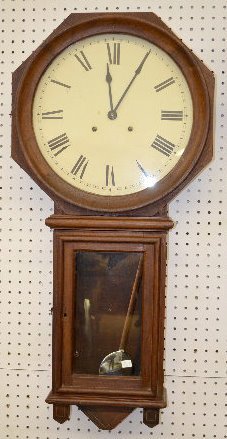 Dark Wood Octagon Regulator Wall Clock
