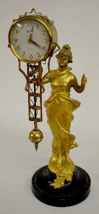Linden Lady Statue Swing Clock, Painted Lady