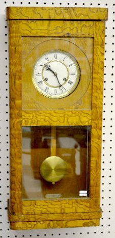 German Wall Hanging Oak Box Clock