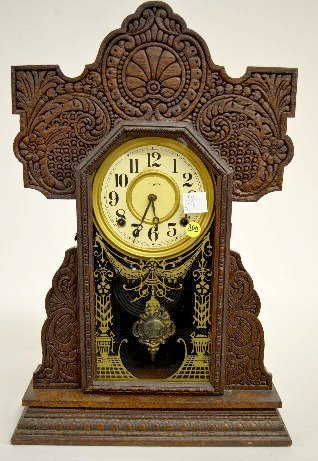 Ingraham Pressed Oak Kitchen Clock