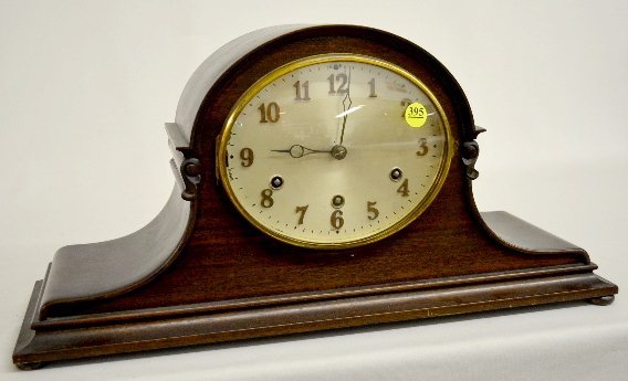 German WMC Chiming Mahogany Mantel Clock