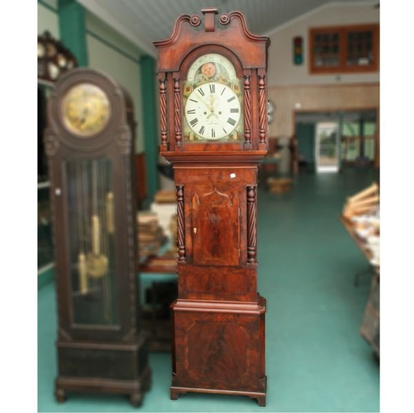 Early 1800 Sheraton tall case clock