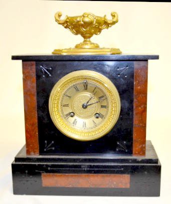 French Marti Red & Black Mantel Clock